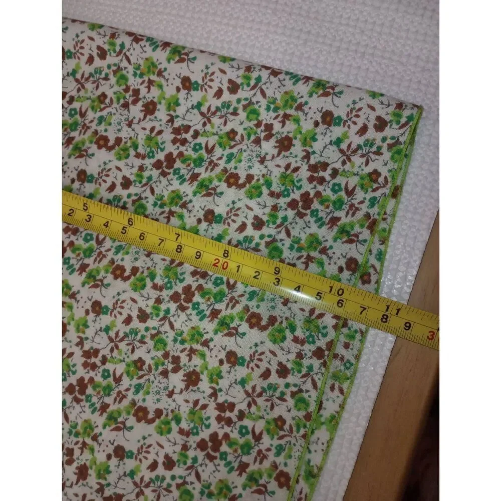 Vintage Paul marshall, Long Beach california, green brown floral napkins handker